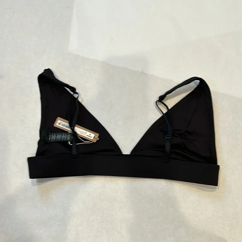 Skims recycled swim plunge bikini top Onyx black women’s size large new w tags